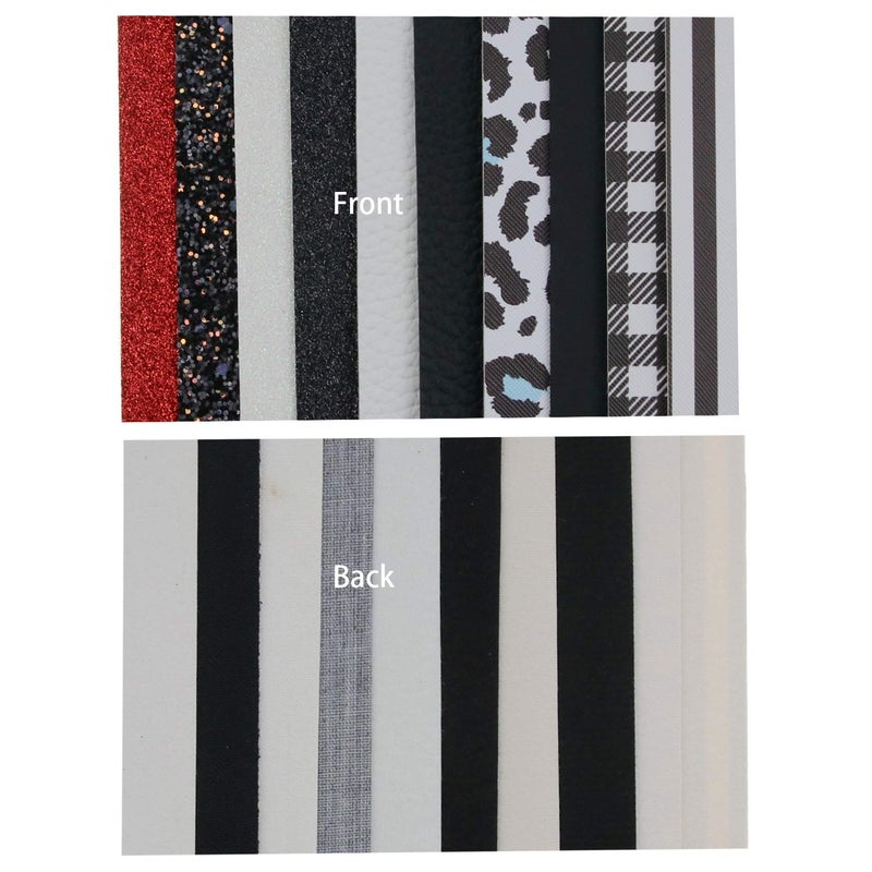 Litchi 10 Pieces 8x12 Inch Faux Leather Sheets Include Fine Chunky Glitter Printed for Leather Bows Earrings Making - Image 3